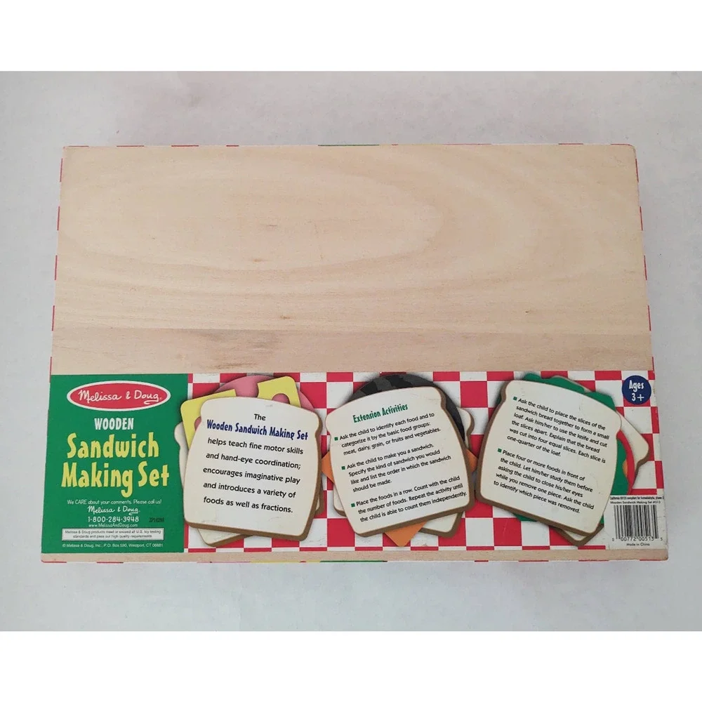 Melissa and Doug Sandwich Making Set - Wooden Play Food - Complete set